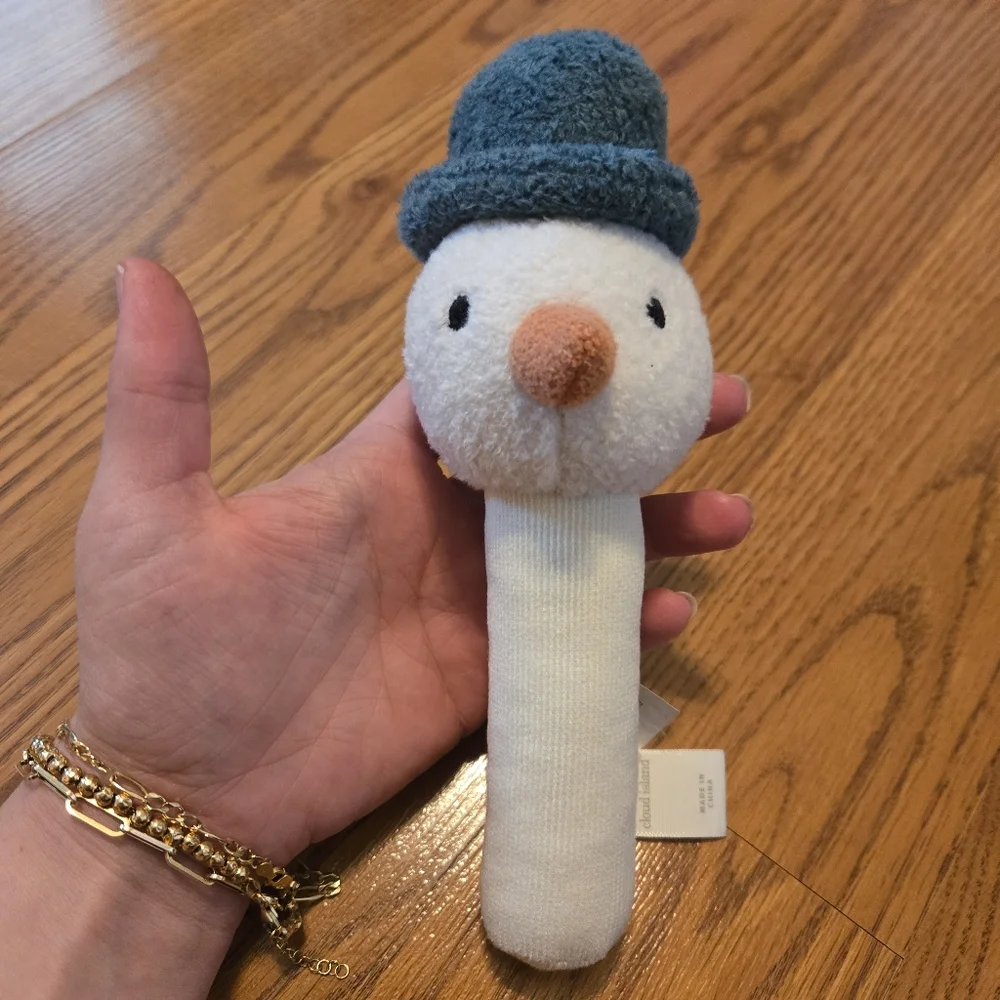 Cloud Island Baby Cream Blue Snowflake Crinkle Toy Snowman Soft Rattle Toys Set